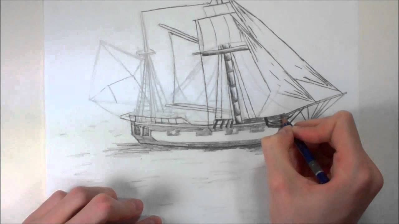1280x720 Pusedo Realistic Pirate Ship Drawing - Pirate Ship Drawing