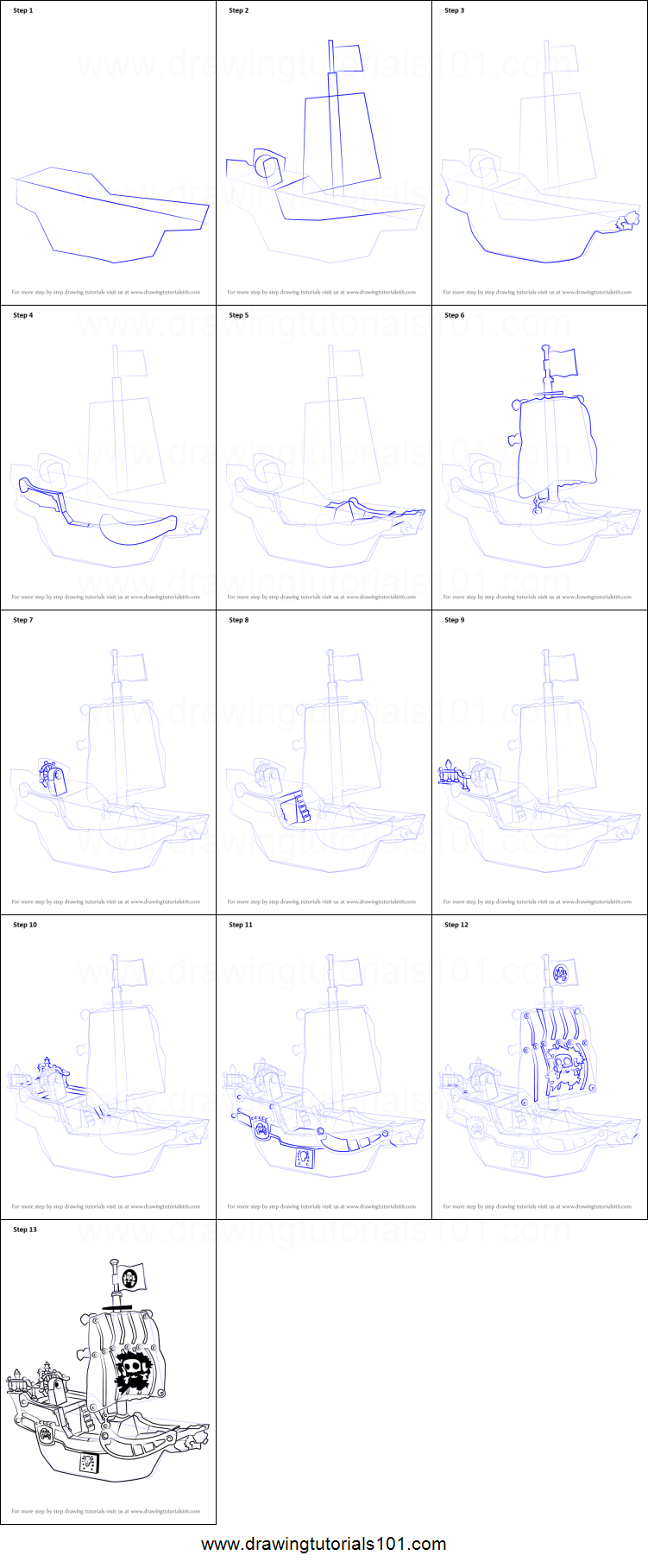 751x1816 How To Draw A Pirate Ship Printable Step - Pirate Ship Drawing Easy