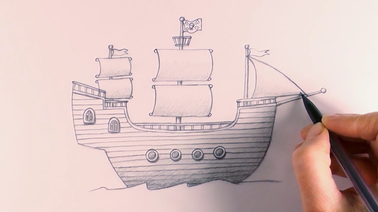 1280x720 R E A P Concept Art How To Draw A Pirate Ship - Pirate Ship Drawing Easy