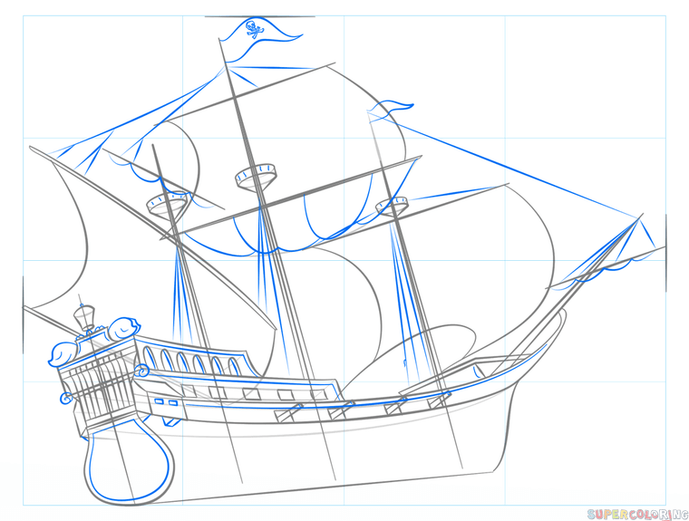 760x575 Unusual Ideas Design How To Draw A Realistic Pirate Ship Step - Pirate Ship Drawing Easy