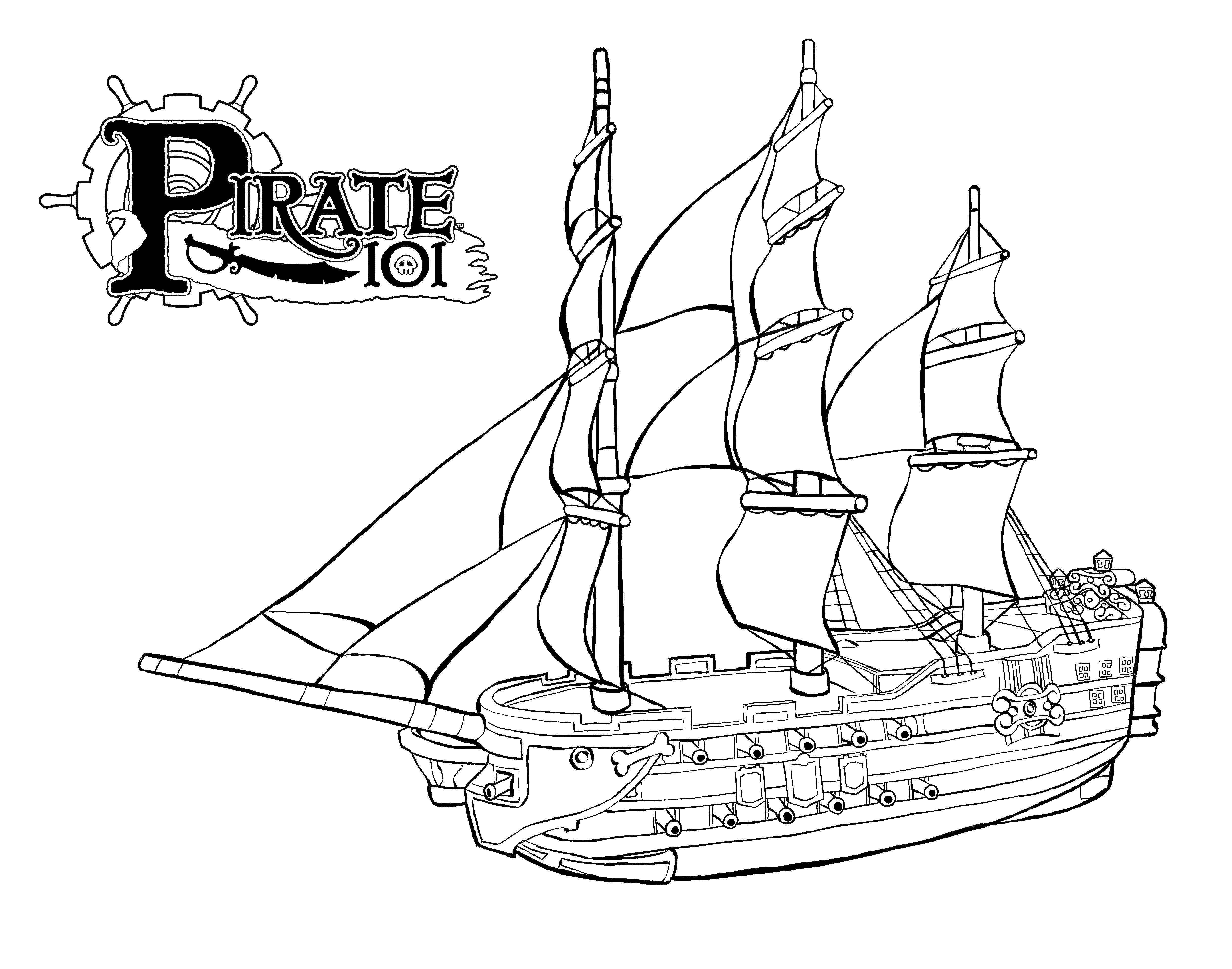 Pirate Ship Drawing For Kids