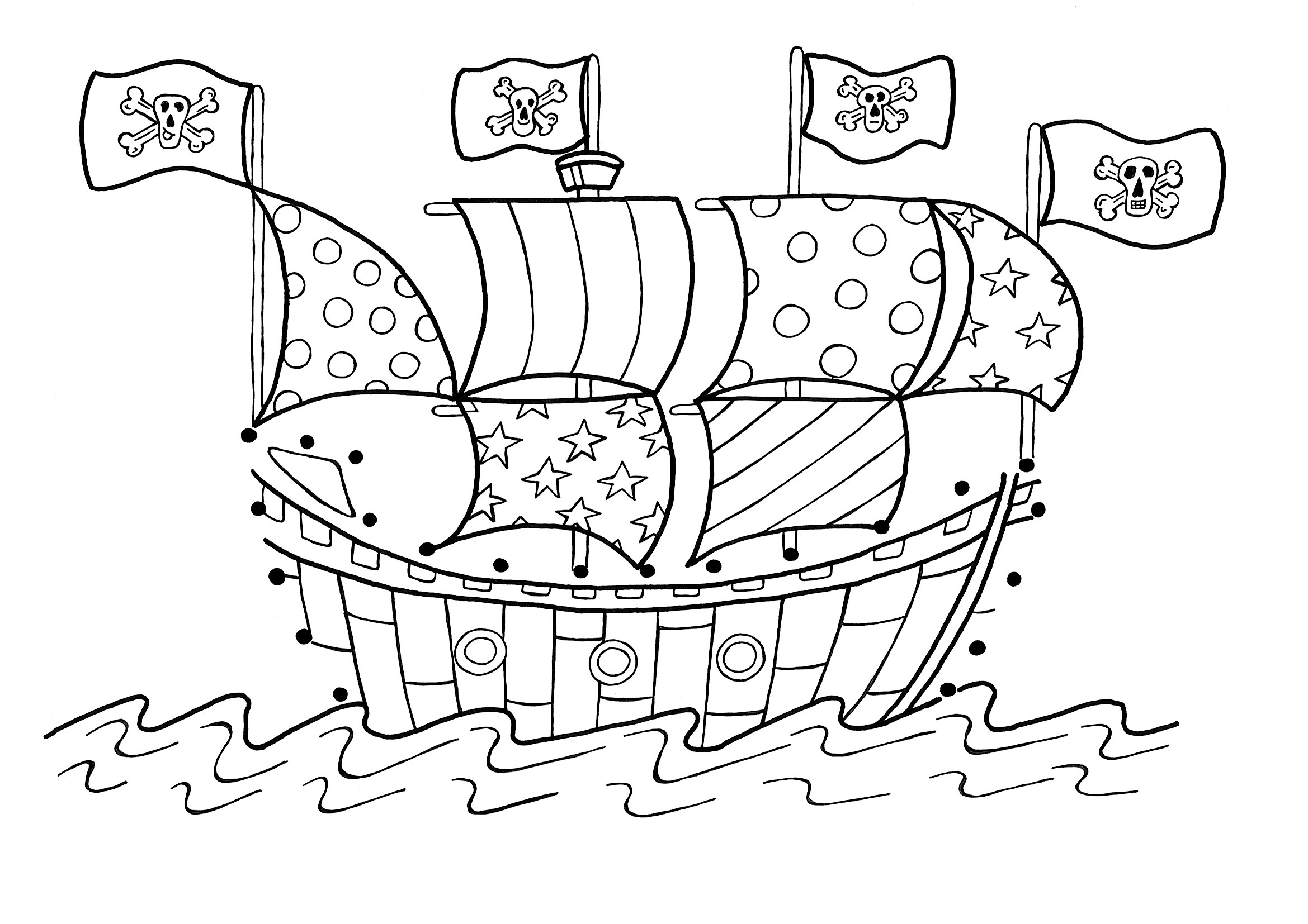 2339x1654 coloring pirate ship coloring pages for kids print coloring pages - Pirate Ship Drawing For Kids
