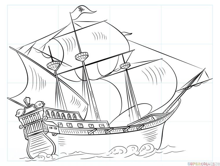 760x575 How To Draw A Pirate Ship For Kids With Drawings - Pirate Ship Drawing For Kids