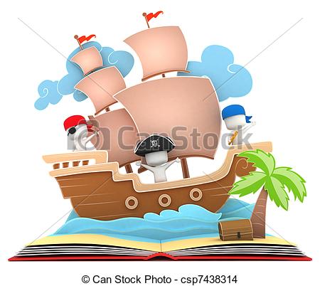 450x402 Illustration Of Kids Playing In A Pirate Ship On A Popup Book - Pirate Ship Drawing For Kids