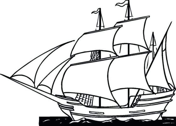 728x522 Free Printable Pirate Ship Coloring Pages For Adults Colouring - Pirate Ship Line Drawing