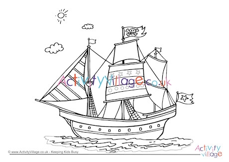 460x325 Pirate Ship Colouring - Pirate Ship Line Drawing