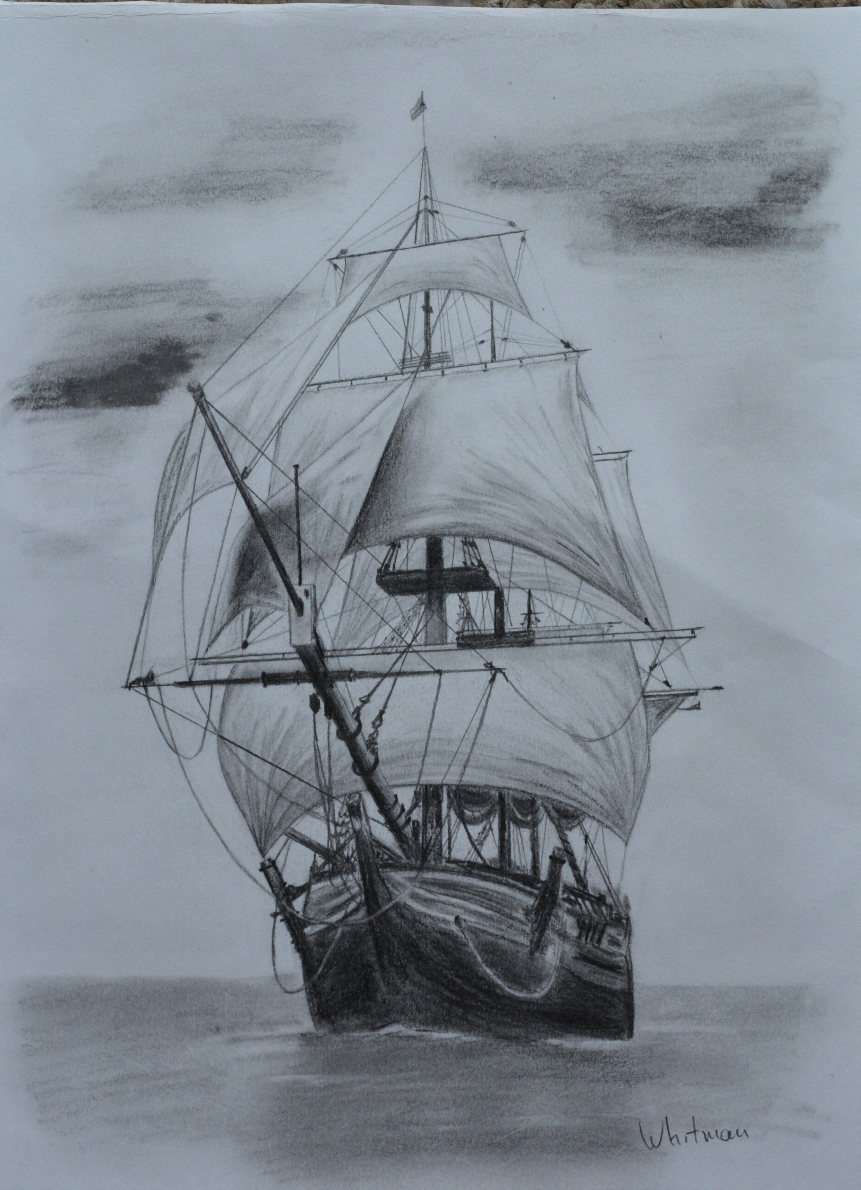 Realistic Pirate Ship Drawing at PaintingValley.com | Explore
