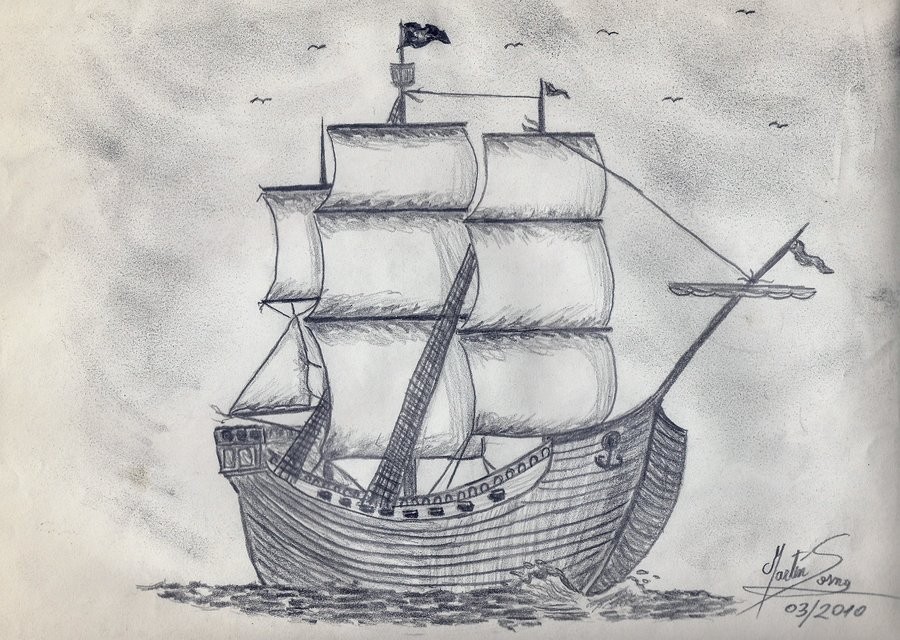 Pirate Ship Pencil Drawing at Explore collection