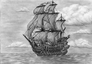 Pirate Ship Pencil Drawing at PaintingValley.com | Explore collection ...