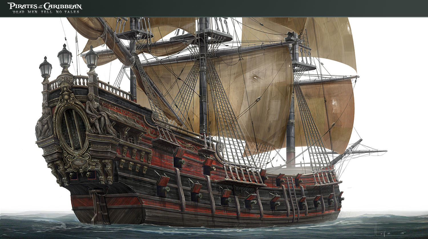 1500x839 Artstation - Pirate Ship Pencil Drawing