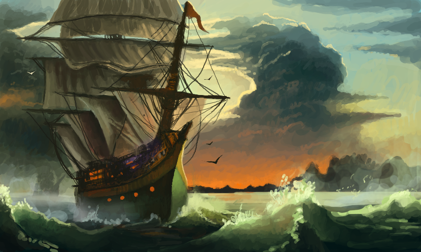 854x512 Colors! Live - Pirate Ship Pencil Drawing