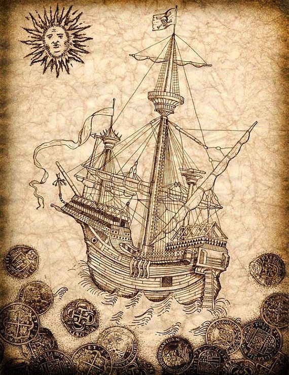 570x739 Drawn Pirate Spanish Pencil And In Color Drawn Pirate Spanish - Pirate Ship Pencil Drawing