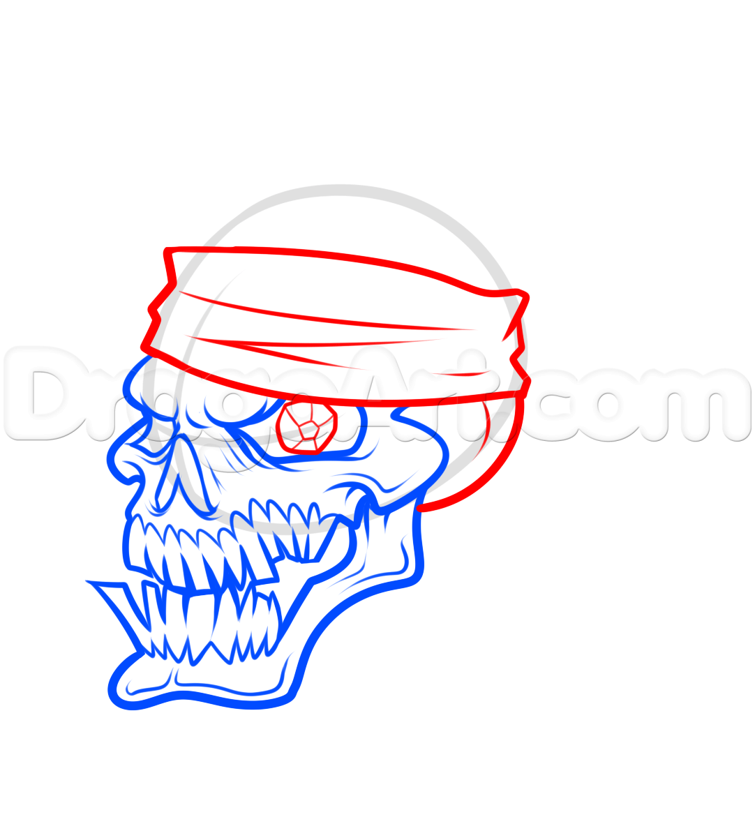1082x1171 drawing a pirate skull, step - Pirate Skull Drawing