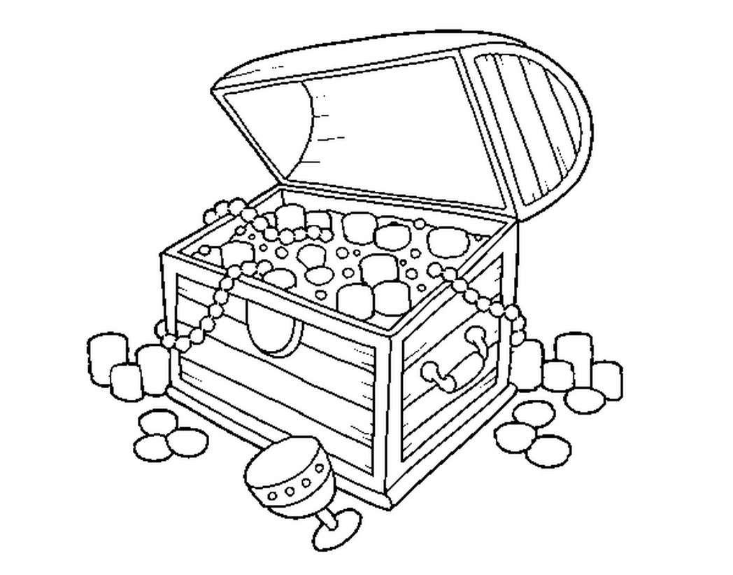 1048x821 pirate treasure chest coloring - Pirate Treasure Chest Drawing