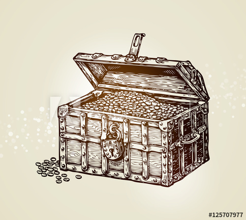 500x448 pirate treasure chest with golden coins vector illustration - Pirate Treasure Chest Drawing