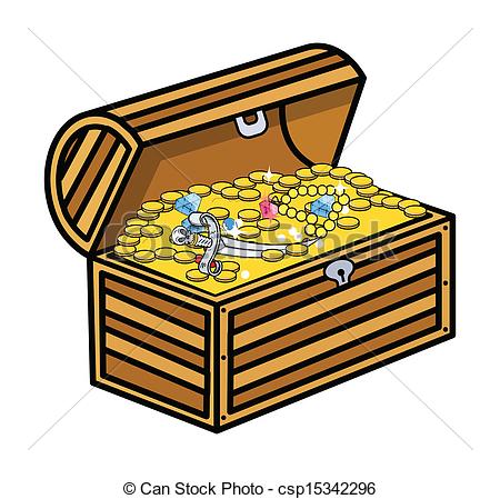 450x449 treasure box vector drawing art of pirate treasure box with full - Pirate Treasure Chest Drawing