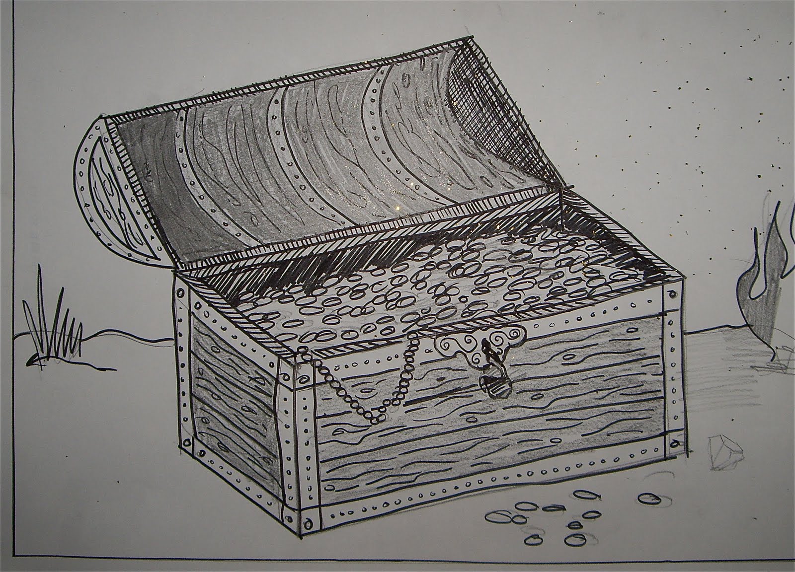 1600x1152 use your coloured pencils treasure chest drawings - Pirate Treasure Chest Drawing