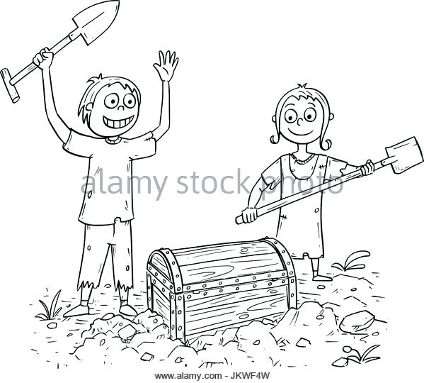 599x540 black desert pirate treasure chest hand drawing illustration - Pirate Treasure Chest Drawing