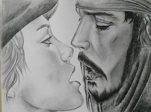 300x222 johnny depp pirates of the caribbean pencil drawing jack sparrow - Pirates Of The Caribbean Drawing