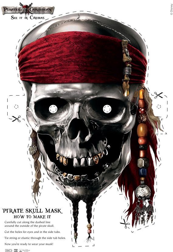 570x828 free captain jack skull pirates of the caribbean printable masks - Pirates Of The Caribbean Skull Drawing