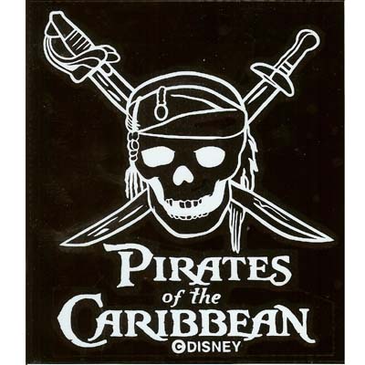 400x400 Disney Window Decal - Pirates Of The Caribbean Skull Drawing