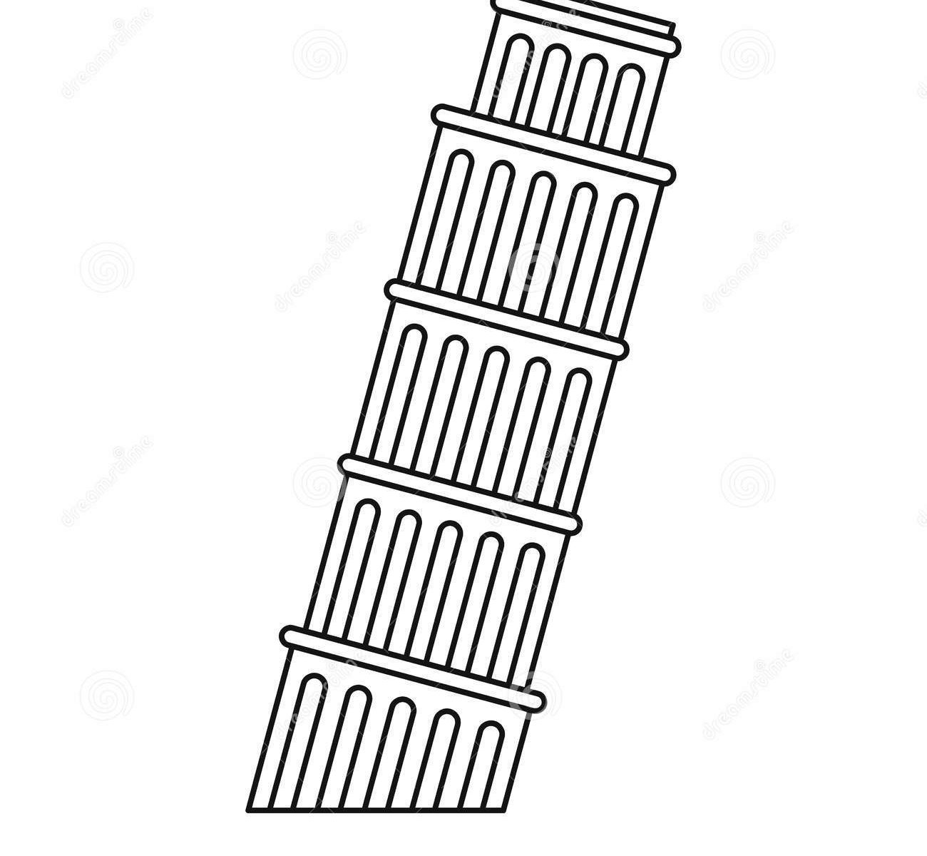 1300x1200 leaning tower of pisa drawing black and white step - Pisa Tower Drawing