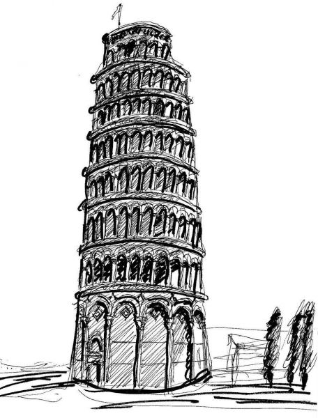 Pisa Tower Drawing At Paintingvalley.com 