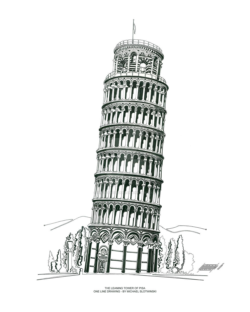 1024x1280 the leaning tower of pisa - Pisa Tower Drawing