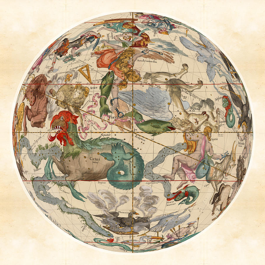 899x900 celestial map - Pisces Drawing