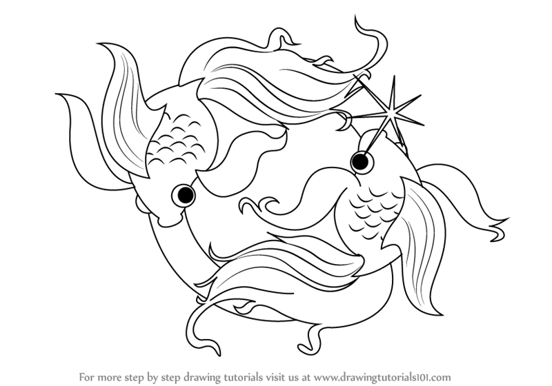 800x560 learn how to draw pisces zodiac sign - Pisces Drawing