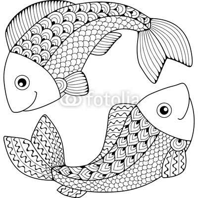 400x400 coloring book for adult silhouette of arrows and bow isolated - Pisces Fish Drawing