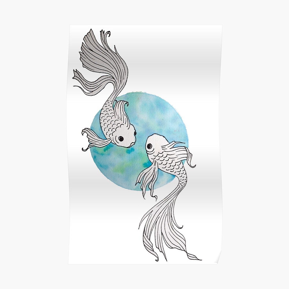 1000x1000 pisces fish watercolor illustration canvas print - Pisces Fish Drawing
