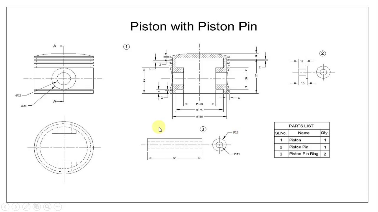 Piston Cad Drawing