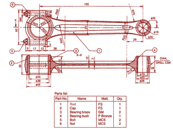 700x522 piston connecting rod assembly modeling cad drawing - Piston Drawing
