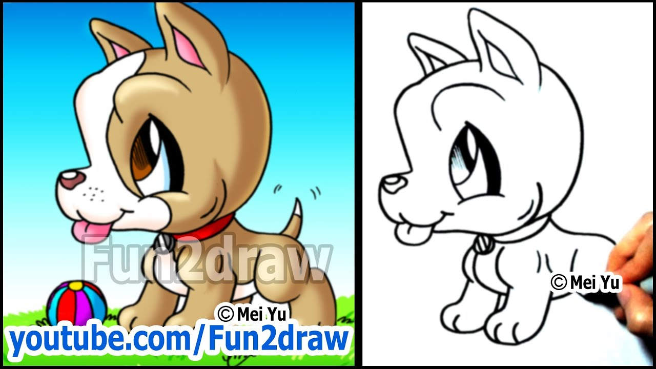 1280x720 pitbull cartoon drawing and pitbull puppy - Pitbull Cartoon Drawing