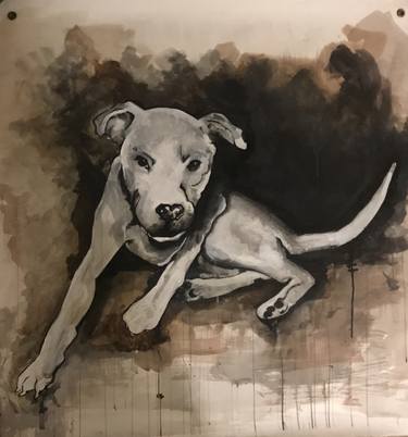 375x402 pitbull drawings for sale saatchi art - Pitbull Drawings