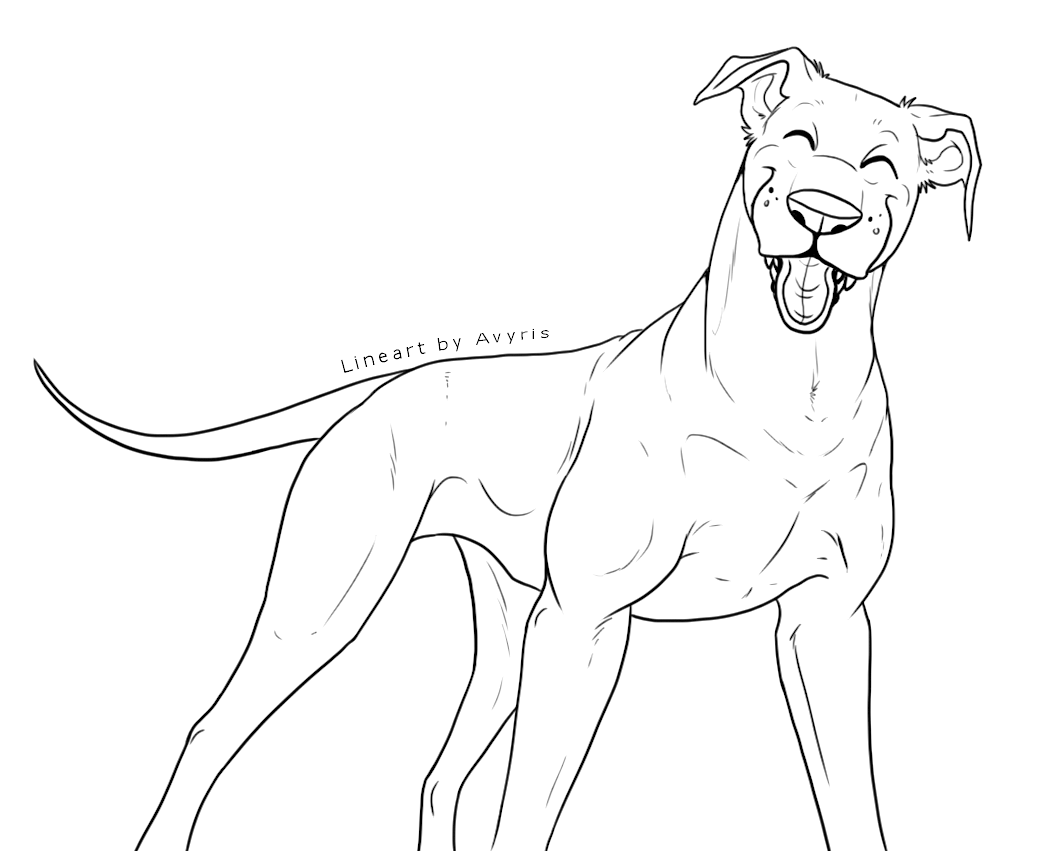 1044x851 happy natural pitbull free lineart - Pitbull Line Drawing