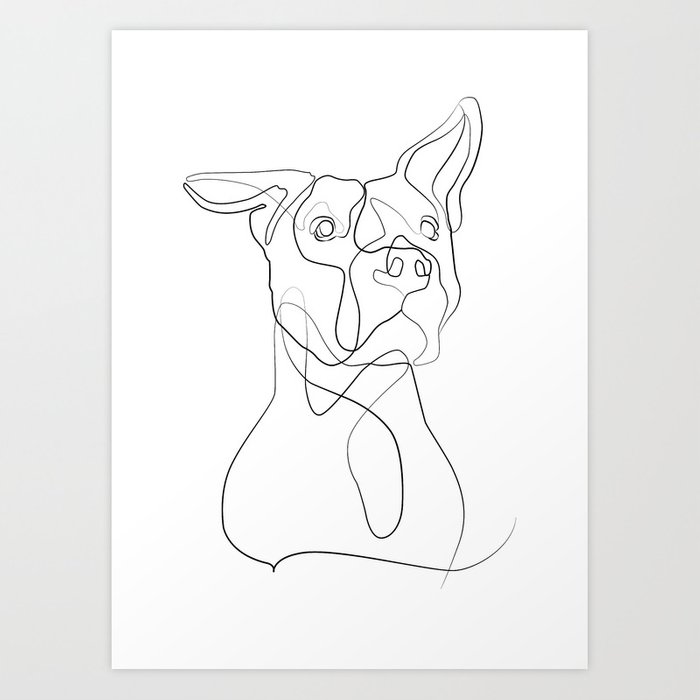 700x700 Pitbull Dog Line Art Art Print - Pitbull Line Drawing