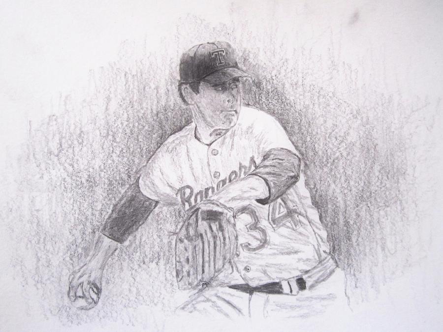 900x675 Nolan Ryan About To Pitch Drawing - Pitch Drawing