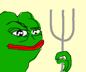 300x250 Frog With A Pitchfork Drawing - Pitchfork Drawing