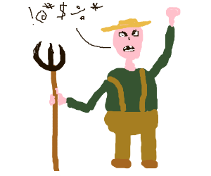 300x250 An Angry Farmer Holding A Pitchfork Drawing - Pitchfork Drawing
