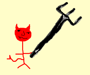 300x250 Bad Drawn Devil With Bold Pitchfork Drawing - Pitchfork Drawing