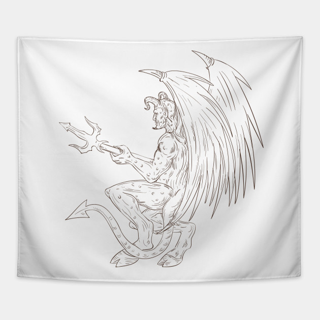 630x630 Demon Holding Pitchfork Drawing - Pitchfork Drawing