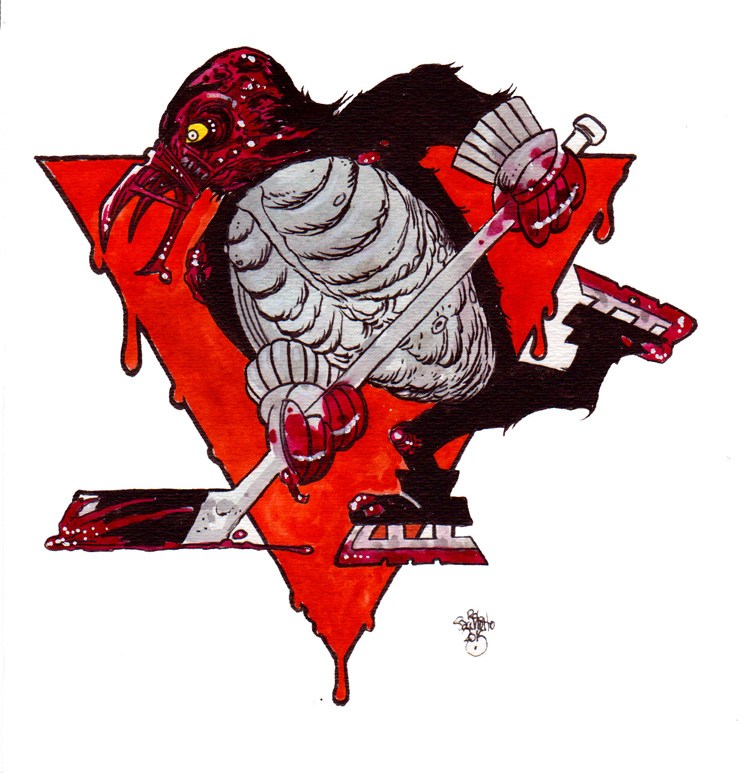740x773 zombie art sports logos of the living dead pittsburgh penguins - Pittsburgh Penguins Drawings