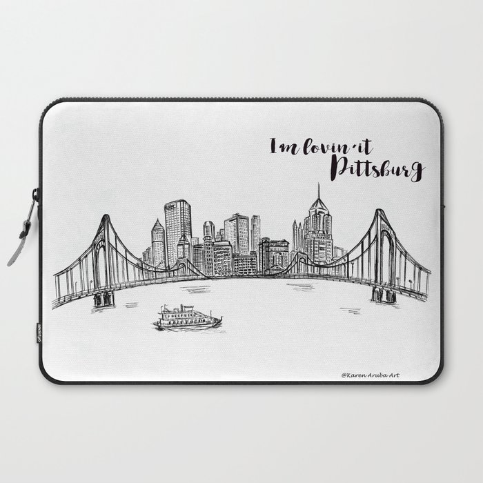 700x700 ink sketch pittsburgh skyline laptop sleeve - Pittsburgh Skyline Drawing