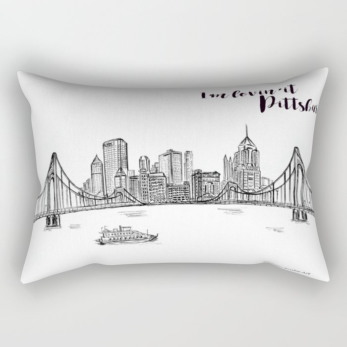 700x700 ink sketch pittsburgh skyline rectangular pillow - Pittsburgh Skyline Drawing
