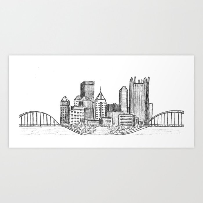 700x700 pittsburgh skyline art print - Pittsburgh Skyline Drawing