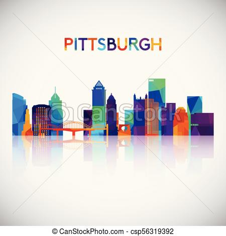 450x470 pittsburgh skyline silhouette in colorful geometric style symbol - Pittsburgh Skyline Drawing