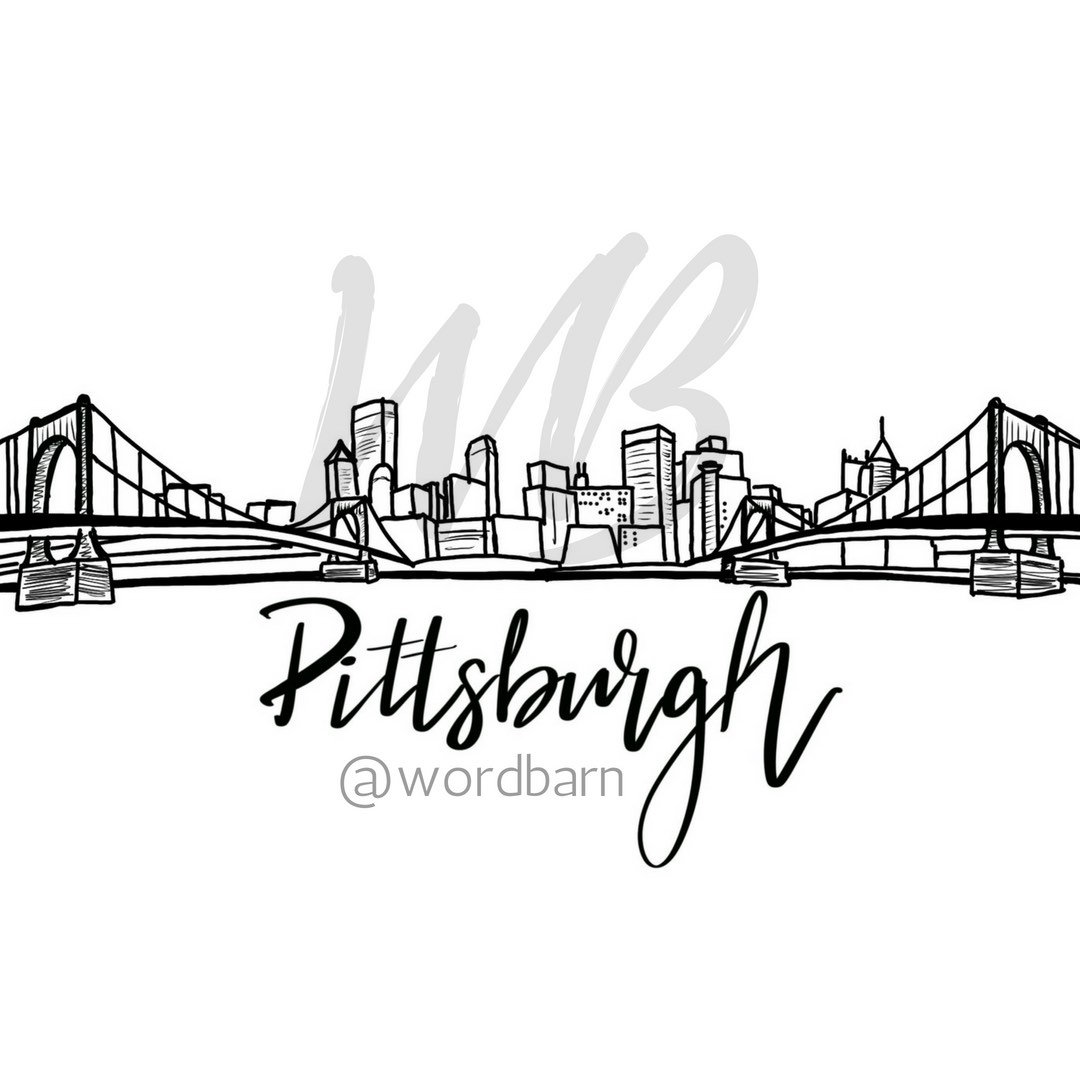 1080x1080 skyline of pittsburgh etsy - Pittsburgh Skyline Drawing