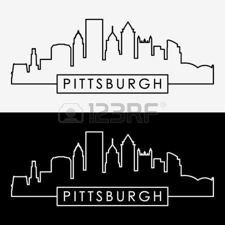 450x450 image result for black and white pittsburgh skyline sticker - Pittsburgh Skyline Drawing
